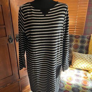 J. Jill Black and Gray Striped Dress Size Large